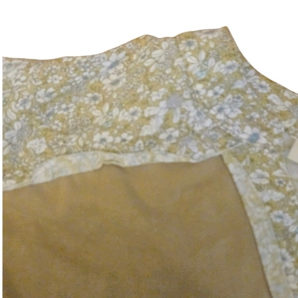 Three Bird Nest Mixed Media Henley Top Tan Plaid Floral Boho Long Sleeve Medium - Picture 5 of 6